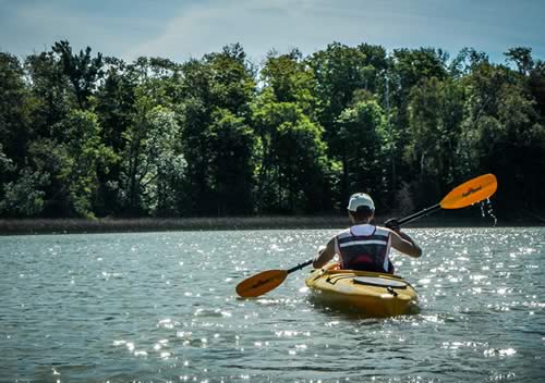 Kayaker on the water in Door County